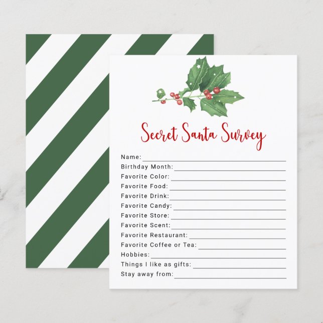 Papier Enquête secrète de Holly Wreath Père Noël (Devant / Derrière)