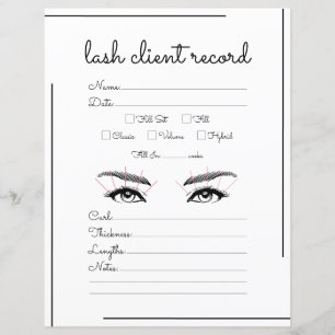 Papier Enregistrement client Lash du logo du script de bo