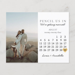 Papier Enregistrer la date Calendrier Coeur août 2024 Moi