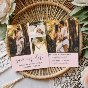 Papier Enregistrer notre date Budget Photo Blush Pink Inv