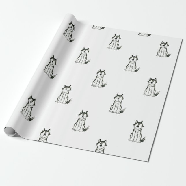 Papier enroué d'emballage cadeau de chien (Déroulé)