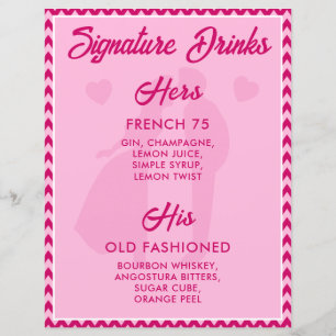 Papier Enseigne de mariage pour boissons signatures moder