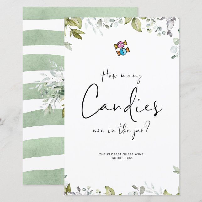 Papier Enseigne Mini Baby Shower Végétalien Combien de Bo (Devant / Derrière)