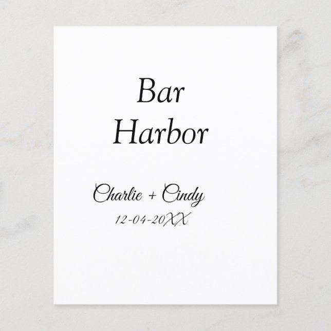 Papier enterrement de vie de jeune fille à Bar Harbor dem (Devant)