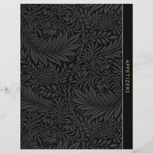 Papier Entrées | Divider de recette | Floral noir Vintage (Devant)