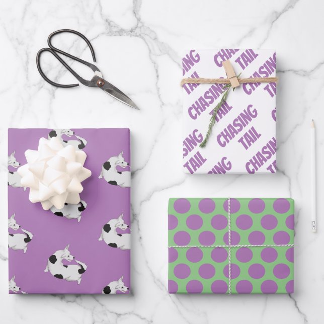 Papier Enveloppant Drôle Pour Chiens Anniversaire (Recto)