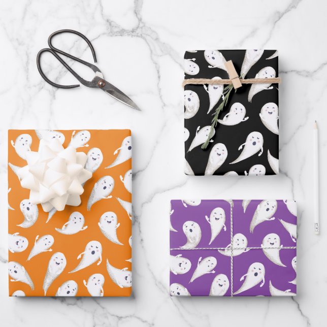 Papier enveloppant Halloween Ghosts mignonne (Recto)