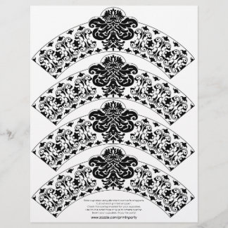 Papier Enveloppe Cupcake Damask noir sur blanc