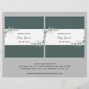 Papier Enveloppeur Baby shower Eucalyptus