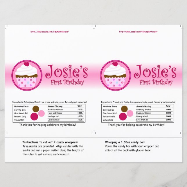 Papier Enveloppeur de bonbons fraise et crème (Devant)