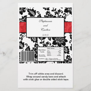 Papier Enveloppeur de bonbons Mariage damassé Floral Noir