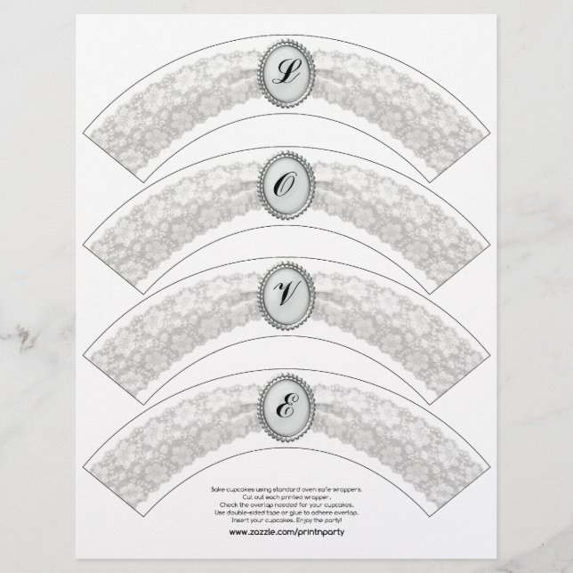 Papier Enveloppeur de cupcake en dentelle blanche (Devant)