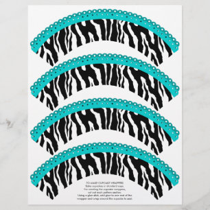 Papier Enveloppeurs de cupcake en dentelle turquoise Zebr