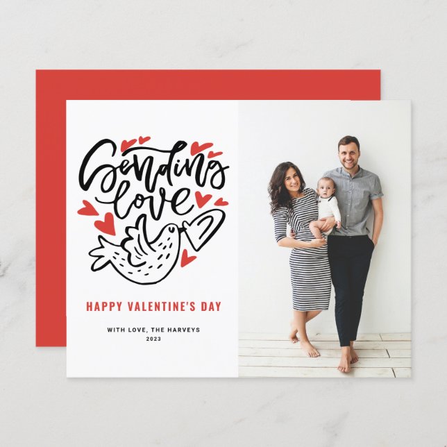 Papier Envoi Love Calligraphie Dove Valentine's Day Card (Devant / Derrière)