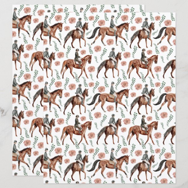 Papier Equestrian Scrapbook Paper (Devant / Derrière)