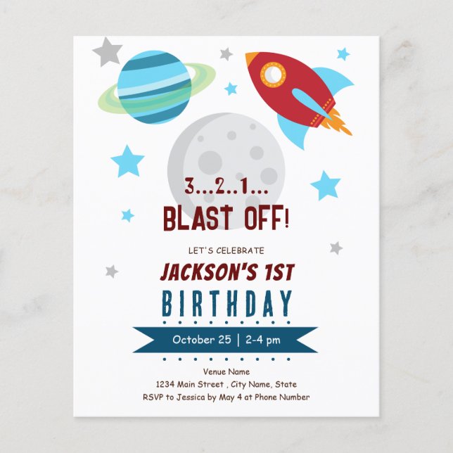 Papier Espace 1er Anniversaire Budget (Devant)