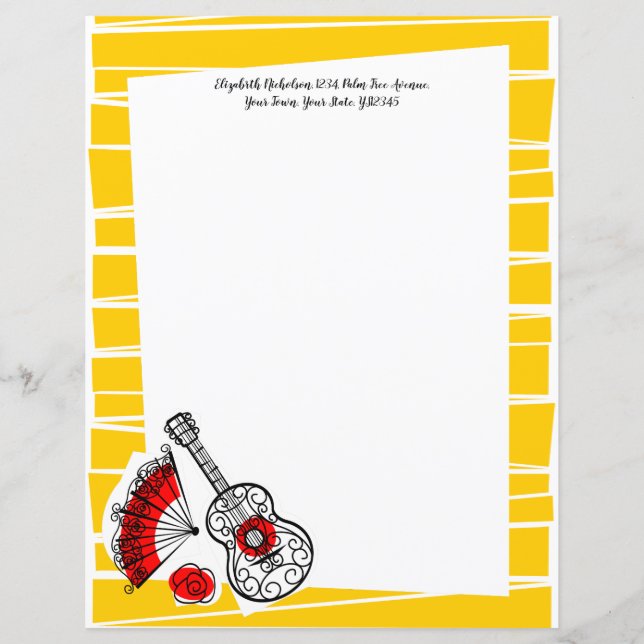 Papier Espagnol Souvenirs Bordure Texte 8,5 x 11 (Devant)