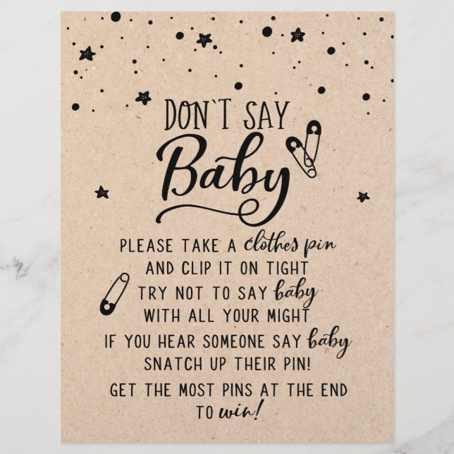 Papier Essayer de ne pas dire bébé / Ne dites pas le jeu  (Devant)