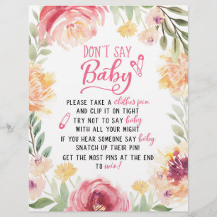 Papier Essayer de ne pas dire bébé / Ne dites pas le sign