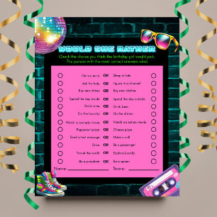 Papier Est-ce qu'elle préfère ? Neon Disco des années 90 