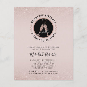 Papier Étape du budget 40e anniversaire Champagne Invitat