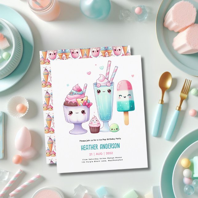 Papier Été Ice Pop Popsicle Crème de glace Anniversaire E (Créateur téléchargé)