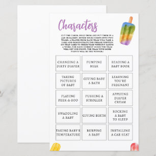 Papier Été Popsicle Baby shower Jeu caractères
