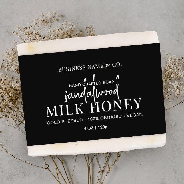 Papier Étiquette d'enveloppement de bande de soap noir mo (Brand your artisan soaps or shampoo bars with this soap bar belly band style label)