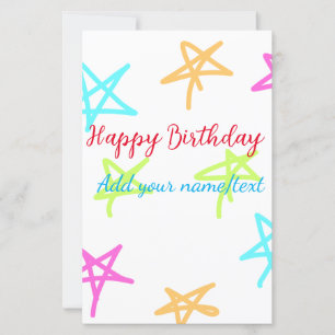 Papier Etoiles colorées heureux anniversaire ajouter nom