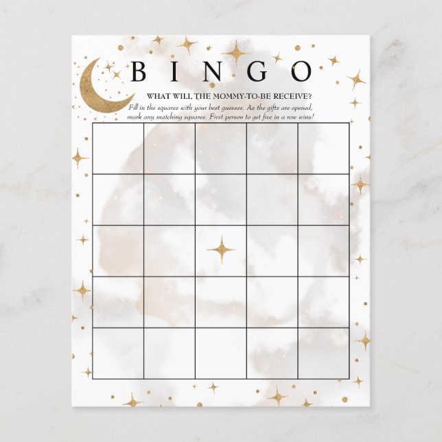 Papier Étoiles de lune | Bingo | Jeux Baby showers (Devant)