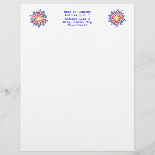 Papier Étoiles et rayures Fleurs patriotiques en-tête