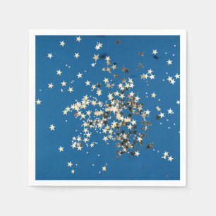 Papier Étoiles Pailletées Or Élégant sur Serviette en Pap