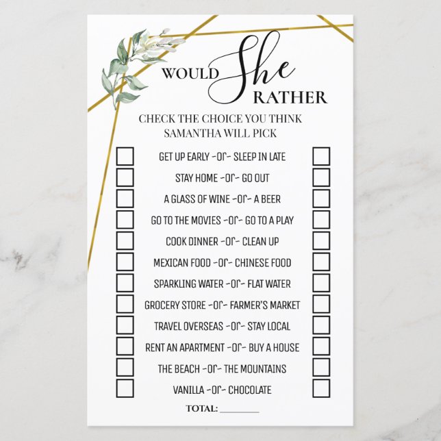 Papier Eucalyptus aimerait-elle prendre douche jeu biling (Devant)