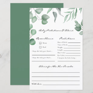 Papier Eucalyptus Baby shower Jeu Prédictions et conseils