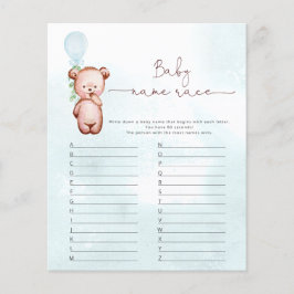 Papier Eucalyptus Bear Baby Name Race Baby shower Jeu