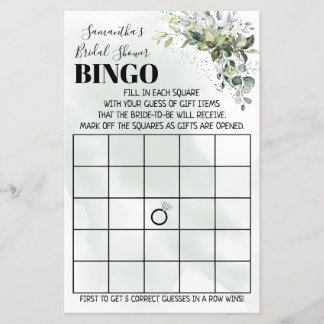 Papier Eucalyptus Bingo douche nuptiale jeu bilingue