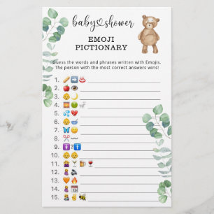 Papier Eucalyptus bois Emoji jeu d'images baby shower