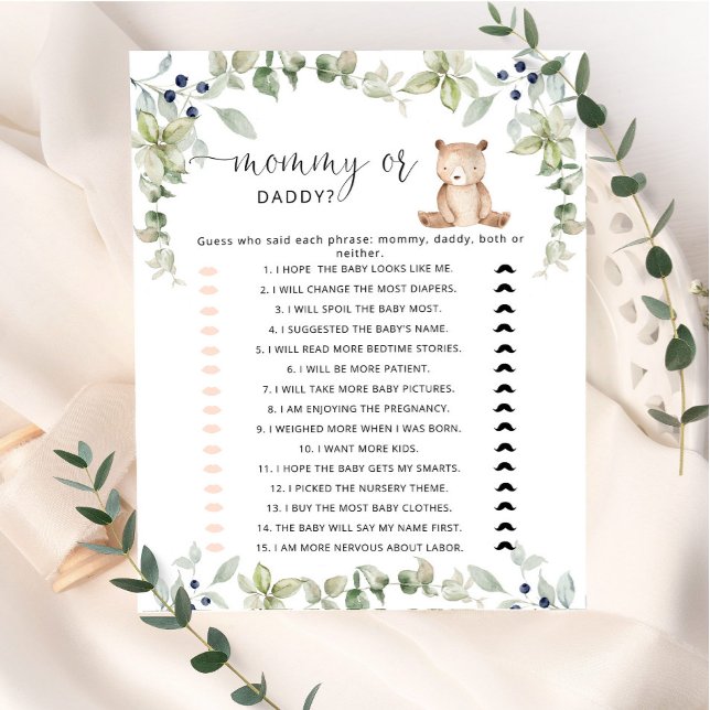 Papier Eucalyptus boisé maman ou papa bébé jeu (Créateur téléchargé)