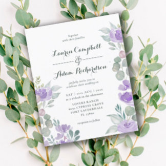 Papier Eucalyptus budget Aquarelle violet Mariage