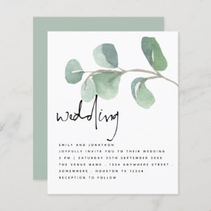 Papier Eucalyptus BUDGET Invitation à un mariage informel