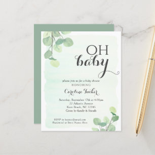 Papier Eucalyptus Budget OH Baby shower Invitation