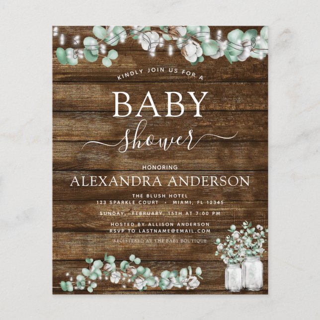 Papier Eucalyptus budget Russe Baby shower de bois lumièr (Devant)