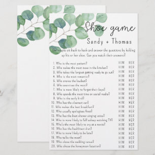 Papier Eucalyptus - Chaussure jeu de douche nuptiale