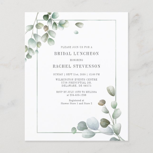 Papier Eucalyptus de l'aquarelle de la nuptiale budgétair (Devant)