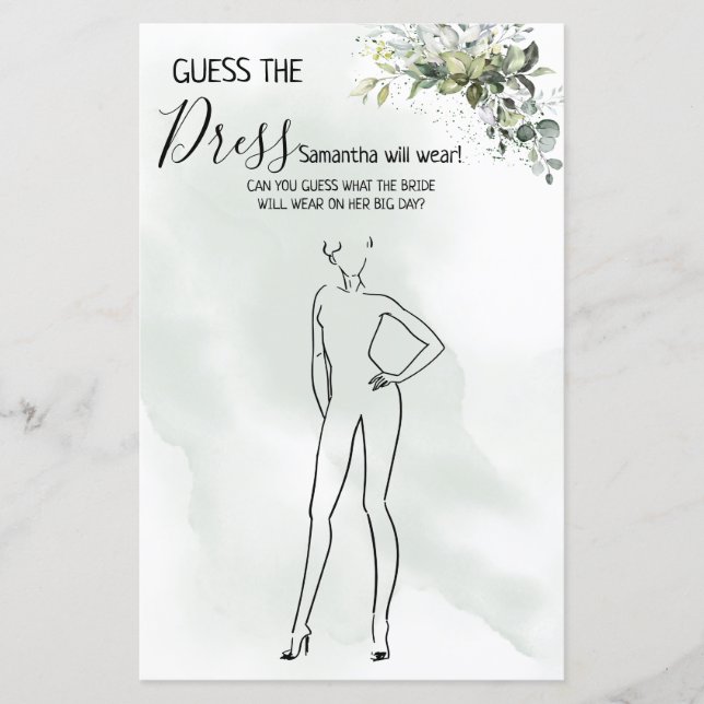 Papier Eucalyptus Devinez la douche robe jeu bilingue (Devant)