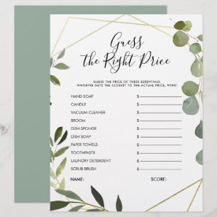 Papier Eucalyptus Devinez Prix Droit Fête des mariées Jeu