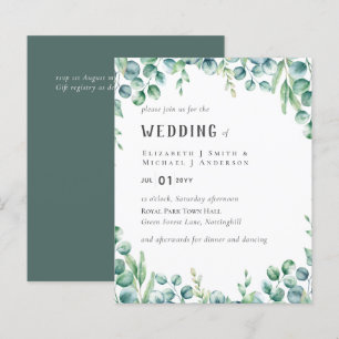 Papier Eucalyptus Faire-part de mariage Budget Vert Feuil