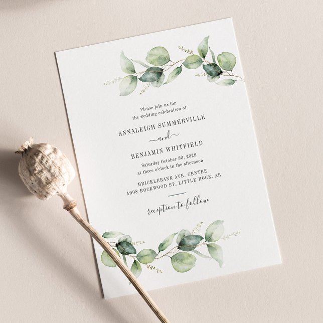Papier Eucalyptus Faire-part de mariage de feuillage (Eucalyptus Foliage Wedding Invitation)