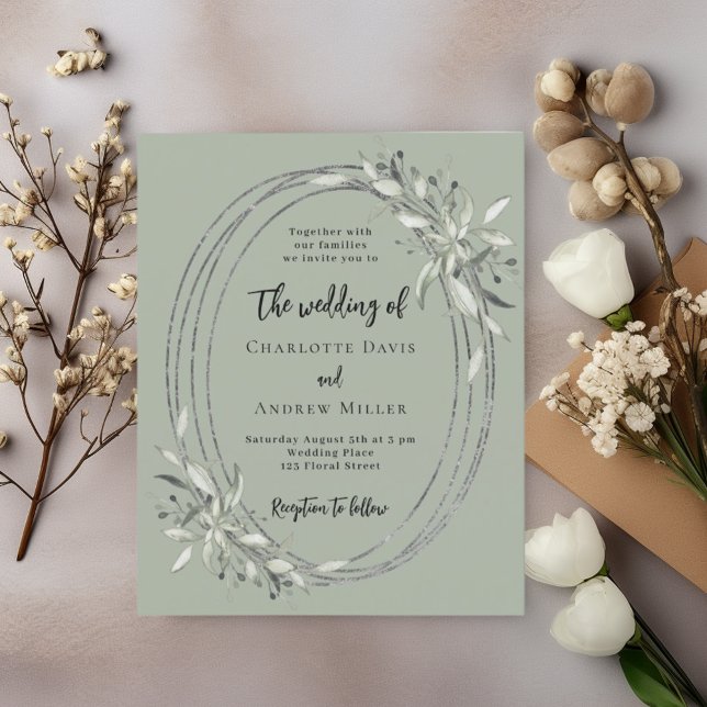 Papier Eucalyptus faire-part de mariage verte (Créateur téléchargé)