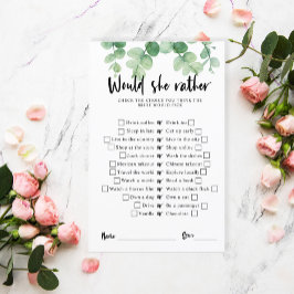 Papier Eucalyptus Fête des mariées Jeu Voudrait-elle plut